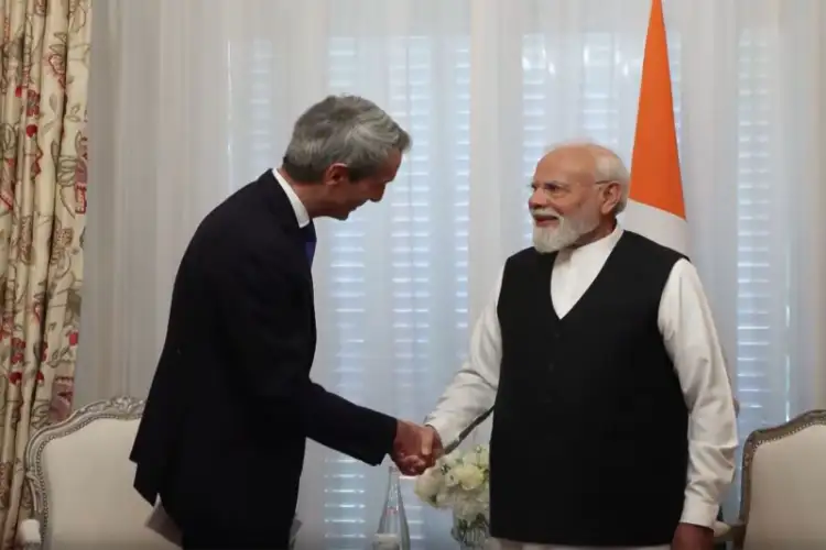PM Modi meets Saint-Gobain CEO Benoit Bazin in Paris