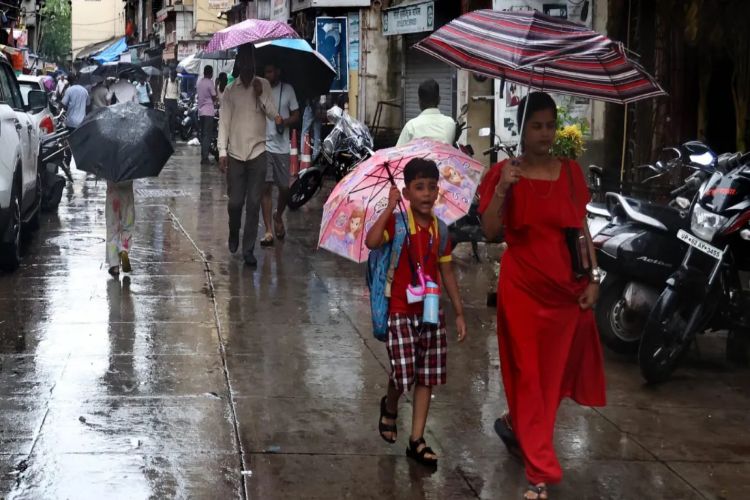Torrential rain in Mumbai's suburbs overnight.