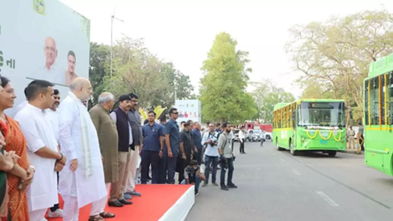 Gujarat CM Bhupendra Patel flags off 30 AC electric buses under PM eBus Seva in Vadodara