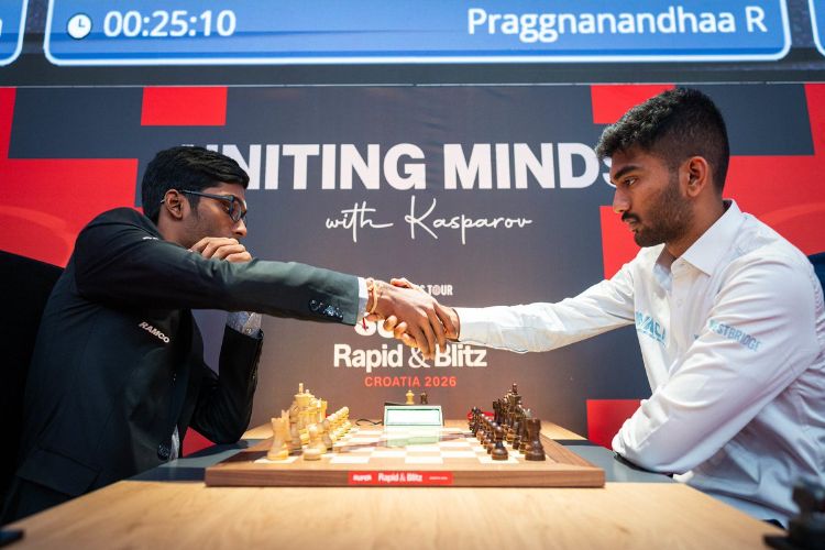 Praggnanandhaa finishes tied for second on day one of Grand Chess Tour Croatia