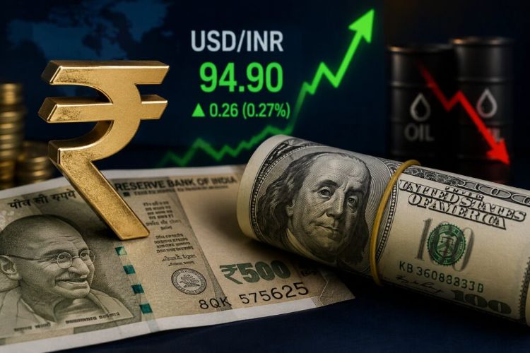 Rupee gains 26 paise to 94.90 per dollar in early trade