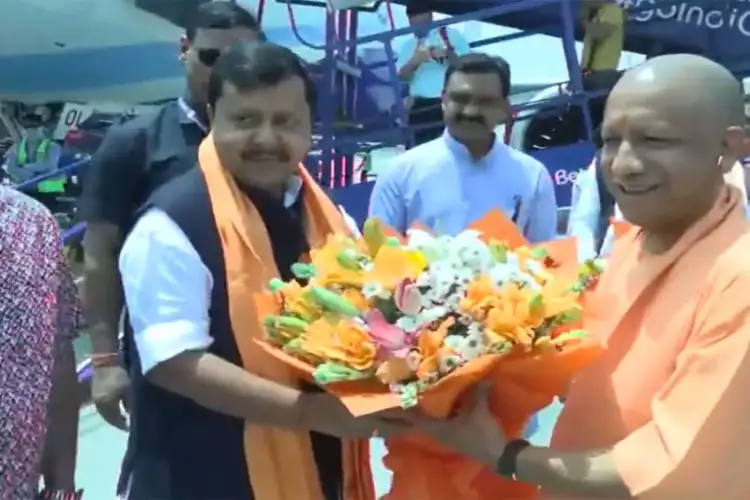 Uttar Pradesh CM Yogi Adityanath receives BJP national president Nitin Nabin at Lucknow airport