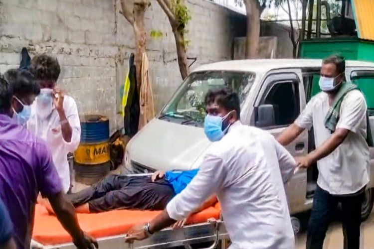 Work begins to remove ammonia gas stored at the seafood export factory in Tiruvallur