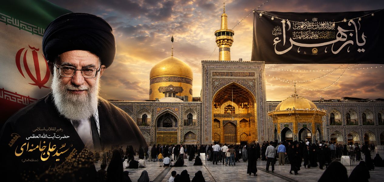  What is Khamenei's connection with the eighth Imam of the Shias?