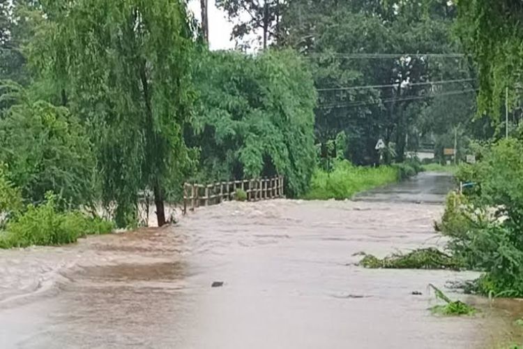 Neral-Karjat rail service affected due to overflowing Ulhas river.