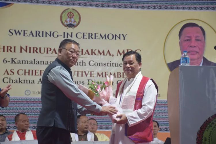Mizoram: BJP leader Nirupam Chakma takes oath as President of Chakma Autonomous Council.