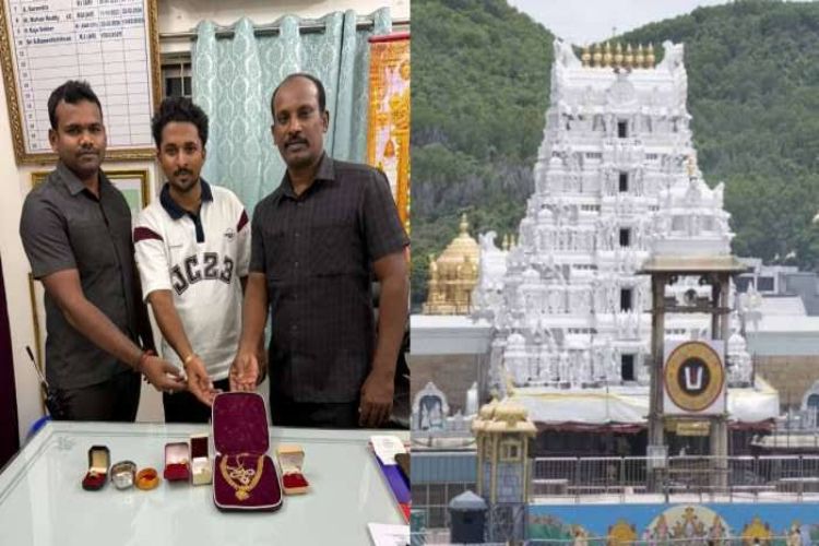 TTD vigilance staff returned a bag full of gold jewellery to a devotee