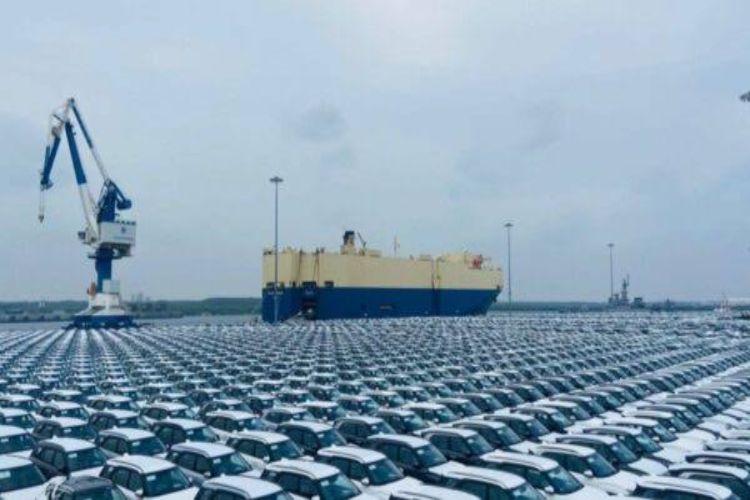 Imported vehicles queue up at Sri Lanka's Hambantota port