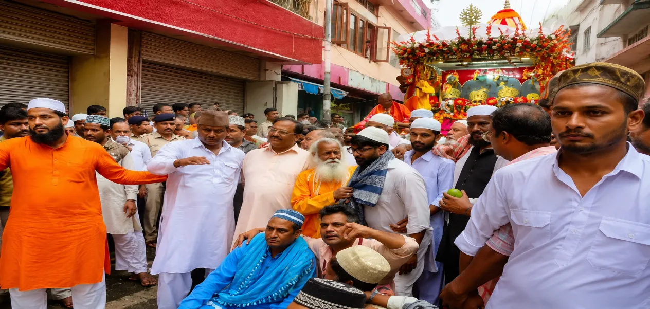 Muslims welcomed the Lord Jagannath chariot in Nahan.