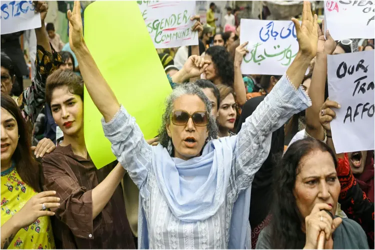 Transgender community protests against inflation in Karachi.