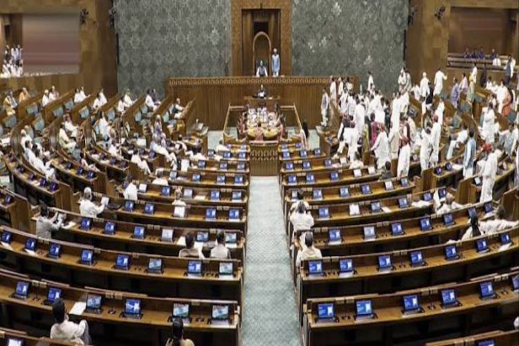 the Lok Sabha on Tuesday as the meeting was adjourned till 2 pm due to uproar.