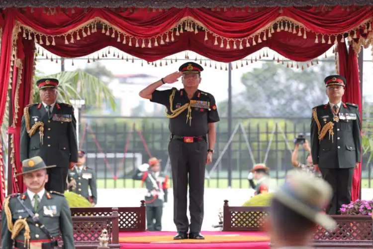 Indian Army Chief receives Guard of Honour at Nepali Army Headquarters in Kathmandu