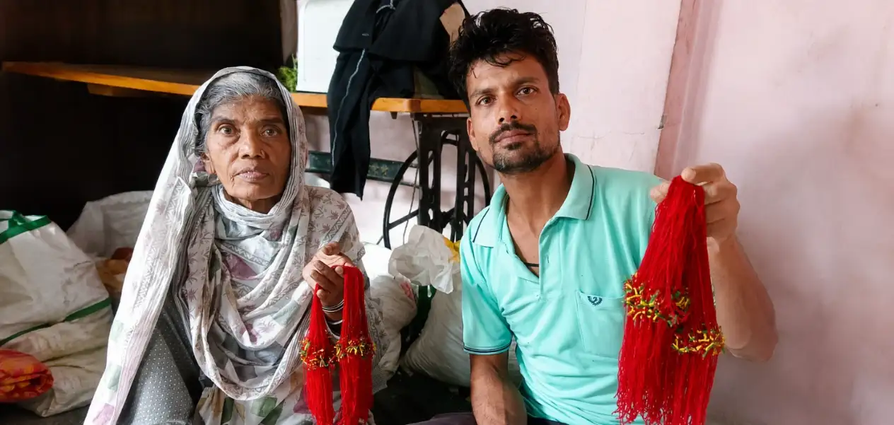 An example of five generations of brotherhood: A Muslim family from Akola crafts traditional ‘Dev Rakhi’.
