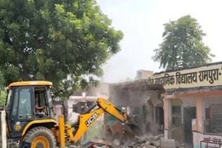The dilapidated government school building in Rampura, Jaipur was demolished and a new building would be constructed at a cost of Rs 18 lakh.