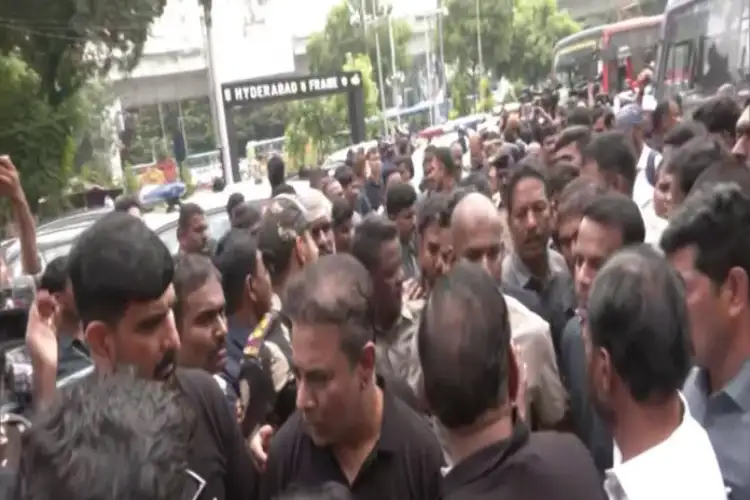 BRS leaders, workers detained during protest outside Narayanguda Police Station