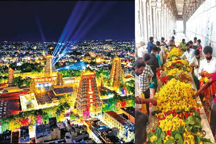 Five tonnes of flower garlands adorn 12 Gopurams of Meenakshi Temple ahead of consecration