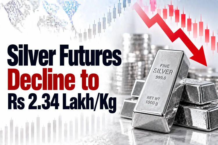 Silver futures fell by Rs 2,024 to Rs 2.39 lakh per kg on reduced deal size.