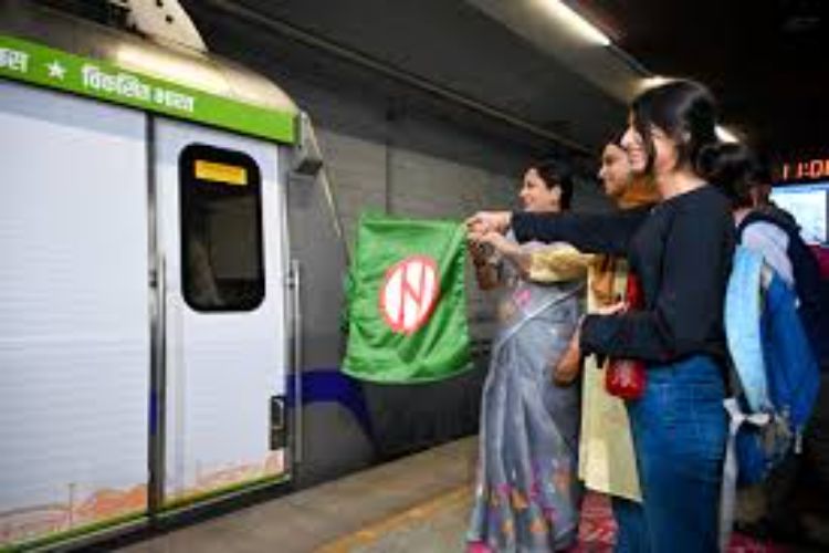 Rekha Gupta flagged off a 'wrapped' metro train to promote the scheme.