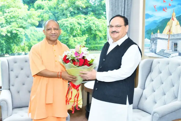 UP CM Yogi Adityanath meets Union Minister JP Nadda in Delhi