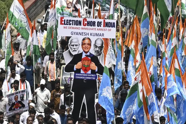 MP Congress stages protests across state demanding CEC Gyanesh Kumar’s resignation