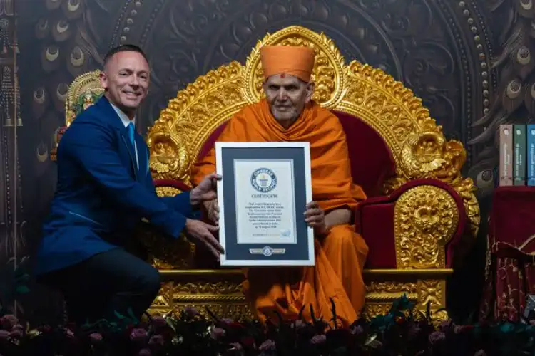 13-volume biography of late BAPS president Pramukh Swami Maharaj sets Guinness World Record