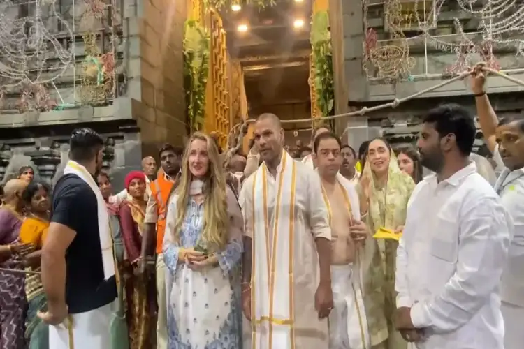Shikhar Dhawan pays visit to Tirumala temple with wife Sophie Shine