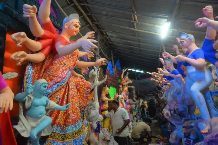 Idol-making preparations gather pace ahead of Durga Puja in Raipur’s Mana Area