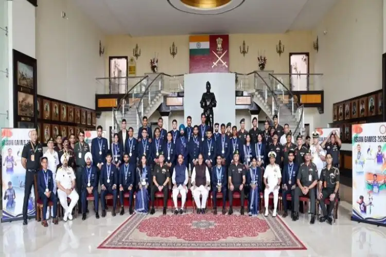 Defence Minister Rajnath Singh felicitates Armed Services' athletes for record 27-medal haul at 2026 Asian Games