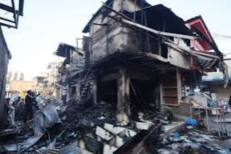 A massive fire broke out in the market near Jammu railway station, burning down around 40 shops.