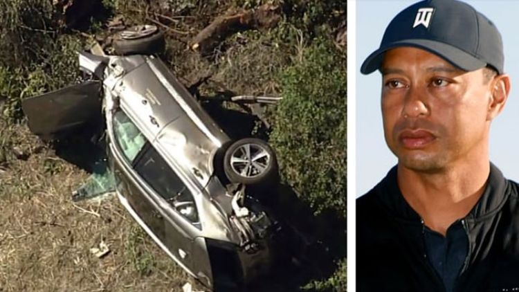 दुनिया के नामचीन गोल्फर टाइगर वुड्स की कार दुर्घटनाग्रस्त 